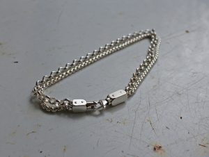 Double anklet bracelet - Victorian oriental - Handmade silver double chain anklet