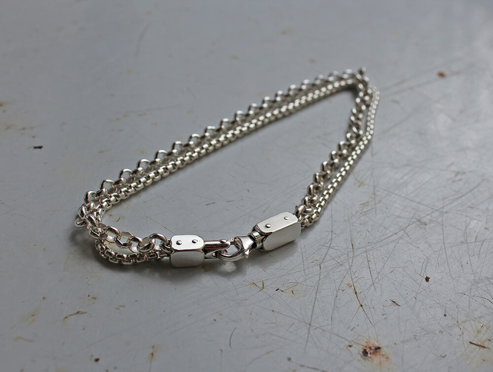 Double anklet bracelet - Victorian oriental - Handmade silver double chain anklet