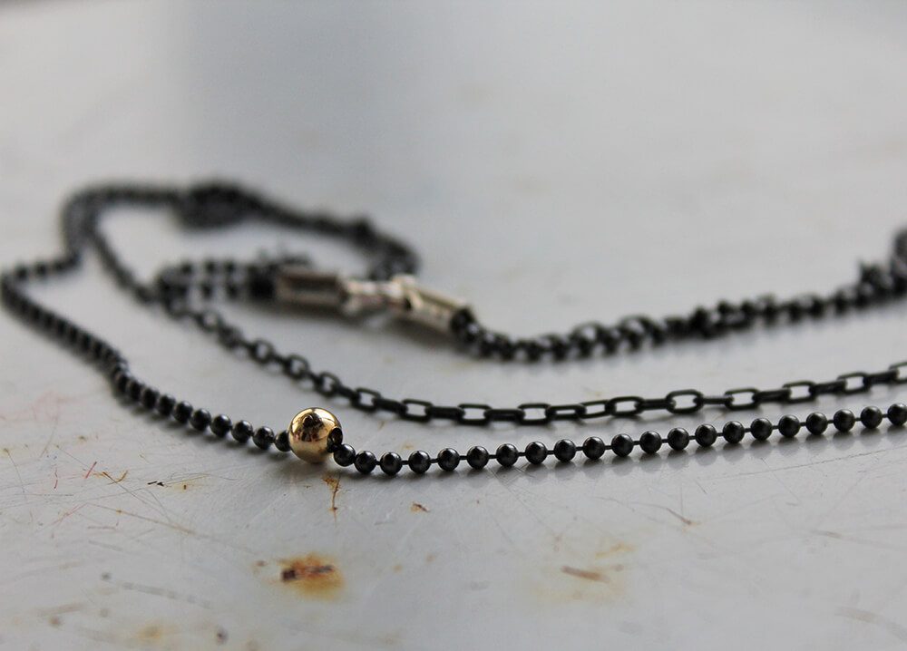 Double necklace - Punk oxide - Handmade Two tiered link chain necklace